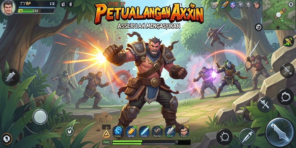 Menampilkan aksi seru dalam permainan 77RP dengan pertarungan yang intens.