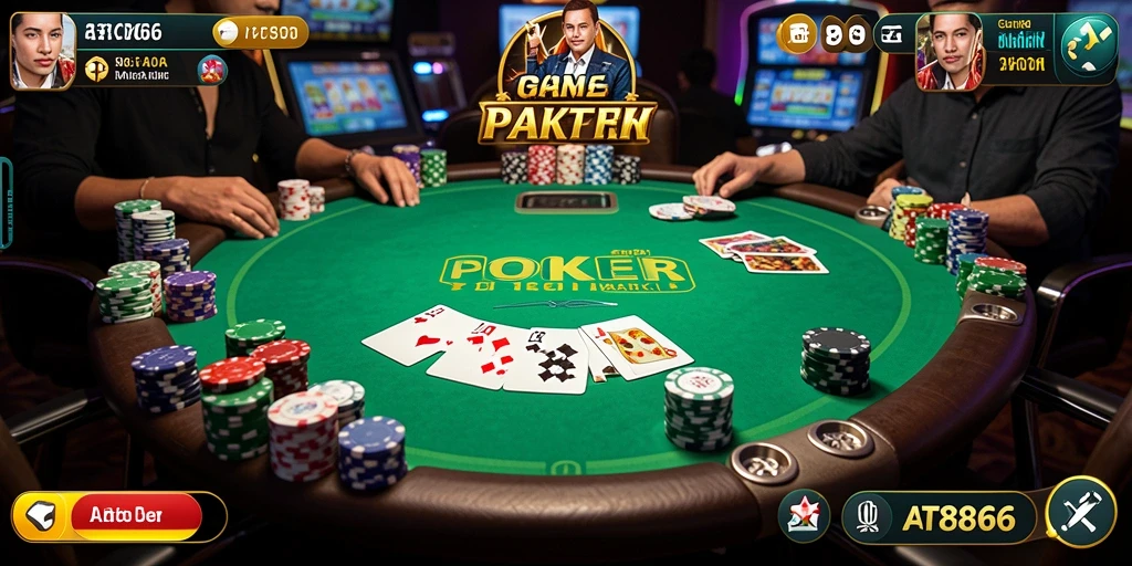 Screenshot menampilkan permainan Poker yang mendebarkan dan interaksi antar pemain.