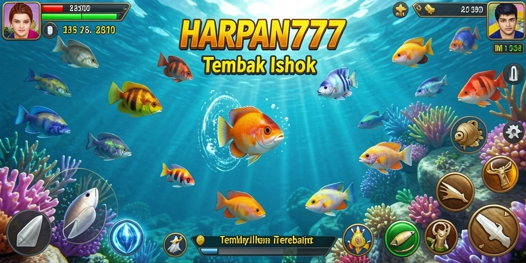 Screenshot gameplay HARAPAN777 menunjukkan aksi menembak ikan yang seru.