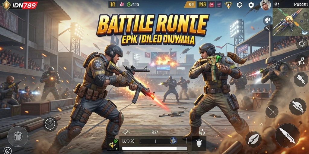 Gameplay mendebarkan di arena Battle Royale IDN789.