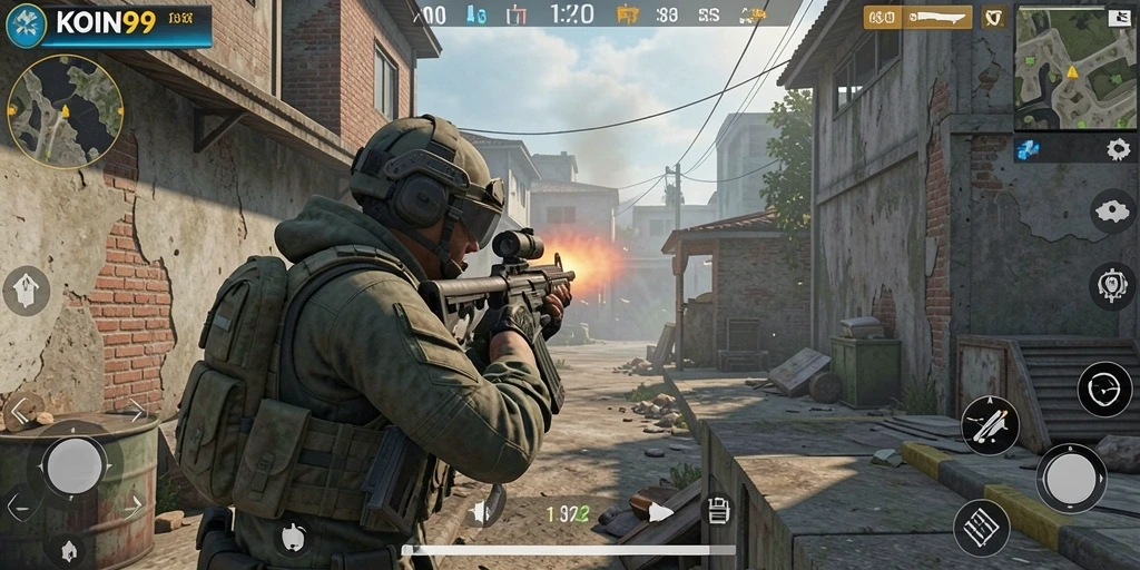 Tampilan gameplay KOIN99 yang menegangkan dan penuh aksi.