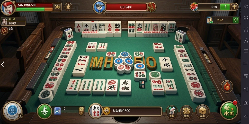Tampilan gameplay MAHJONG500 dengan keseruan menyusun ubin Mahjong.
