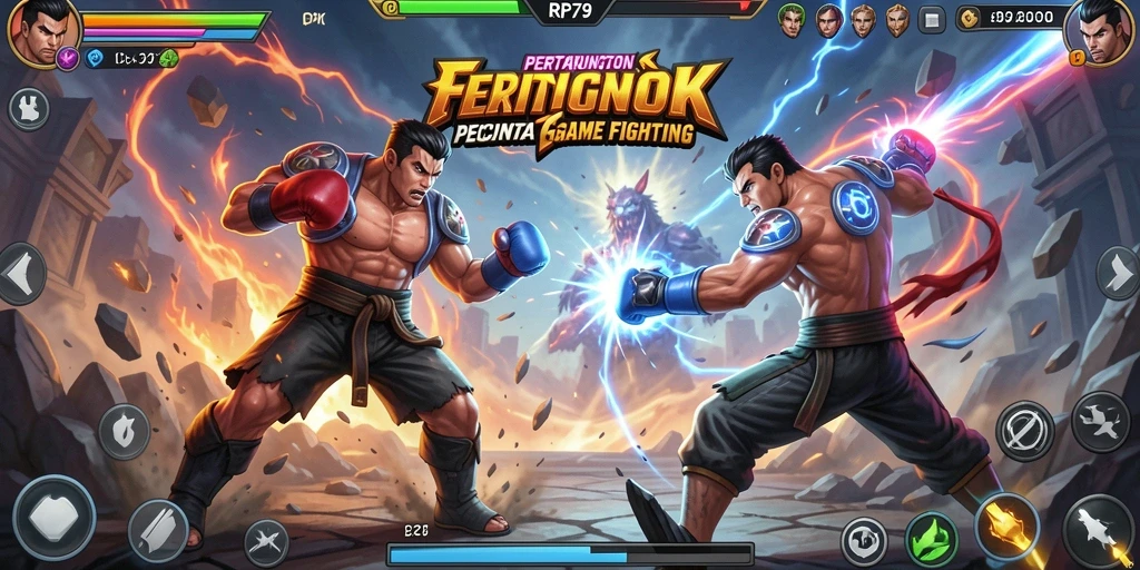 Screenshot utama RP79 menampilkan aksi pertarungan yang intens dan dramatis.